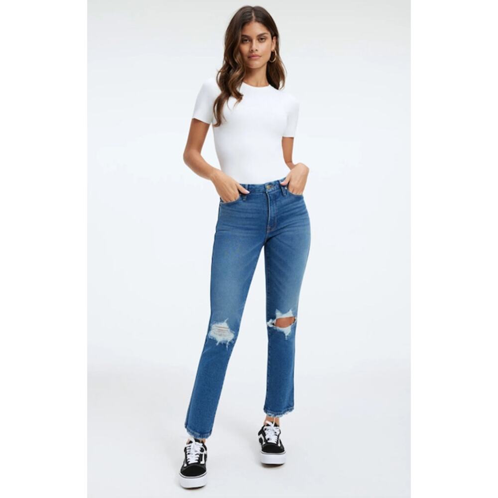 Good American Good Curve Straight Jeans Indigo 337 8/29